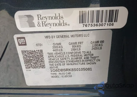 2025 Cadillac Ct4 Premium Luxury Rwd z USA, uszkodzony, nr VIN 1G6DB5RK8S0105081